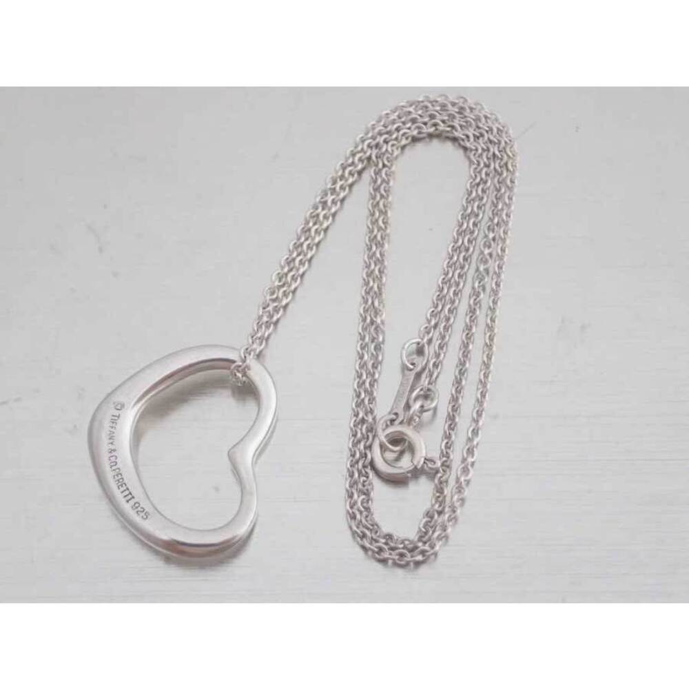 Tiffany Co Open Heart Sterling Silver Pendant Chain Necklace - Picture 2 of 3